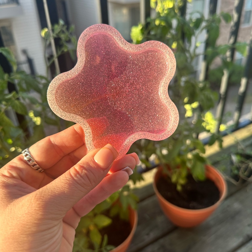 Glittery Pink Two-Toned Coaster